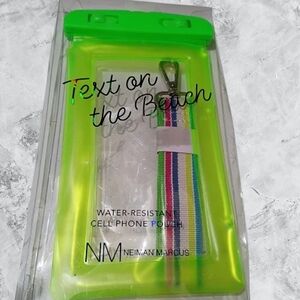 New Neiman Marcus 'Text On The Beach' Neon Green Waterproof Phone Case